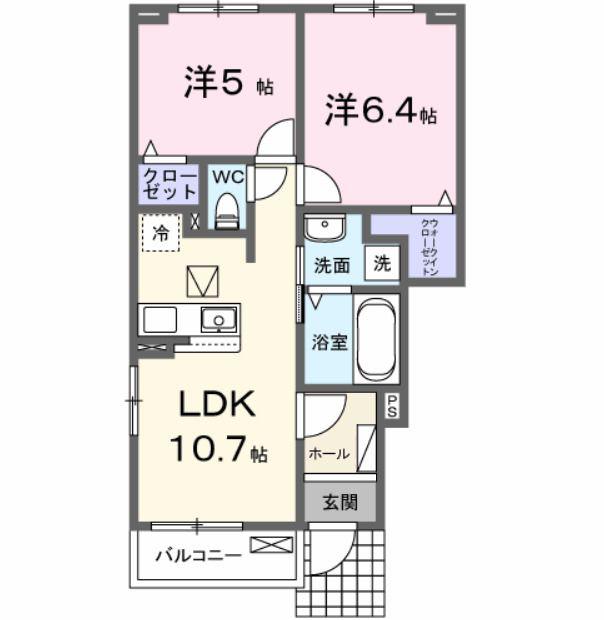 ミヤビ今池(2LDK/1階)の間取り写真