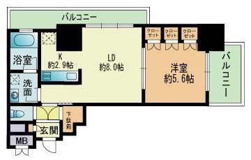 RJRプレシア吉塚駅前(1LDK/2階)の間取り写真