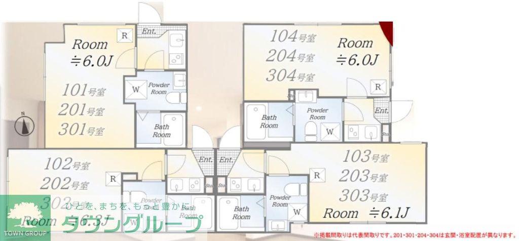 ルミアコート六町(1K/2階)の間取り写真