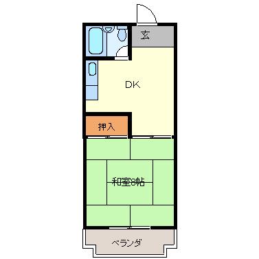 エスポルトビル佐波中前(1DK/2階)の間取り写真