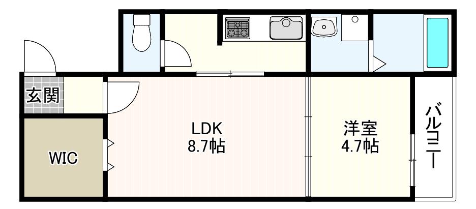 イーリス ウィステリア(1LDK/3階)の間取り写真
