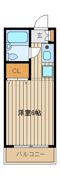 ニューアベ(ワンルーム/2階)の間取り写真