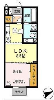 ノール リヴィエール(1LDK/1階)の間取り写真