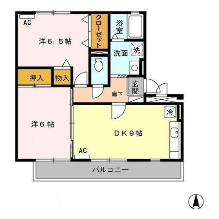 アネーロST(2DK/3階)の間取り写真