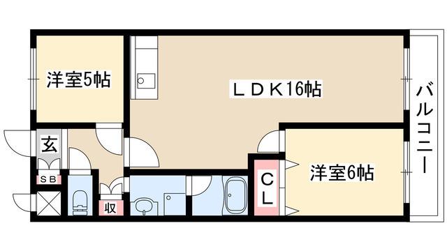 ツインコート24(2LDK/5階)の間取り写真