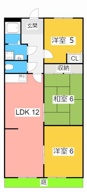 レジデンス佃(3LDK/1階)の間取り写真
