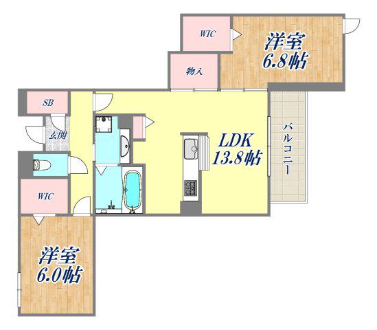 NIGAWA RESIDENCE2(2LDK/3階)の間取り写真