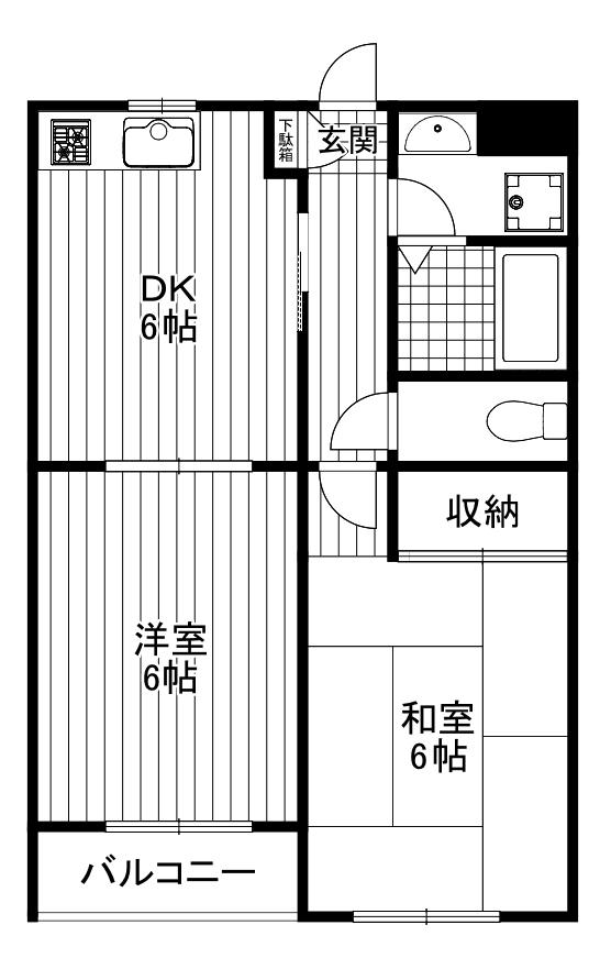 レジデンス上高井戸(2DK/2階)の間取り写真