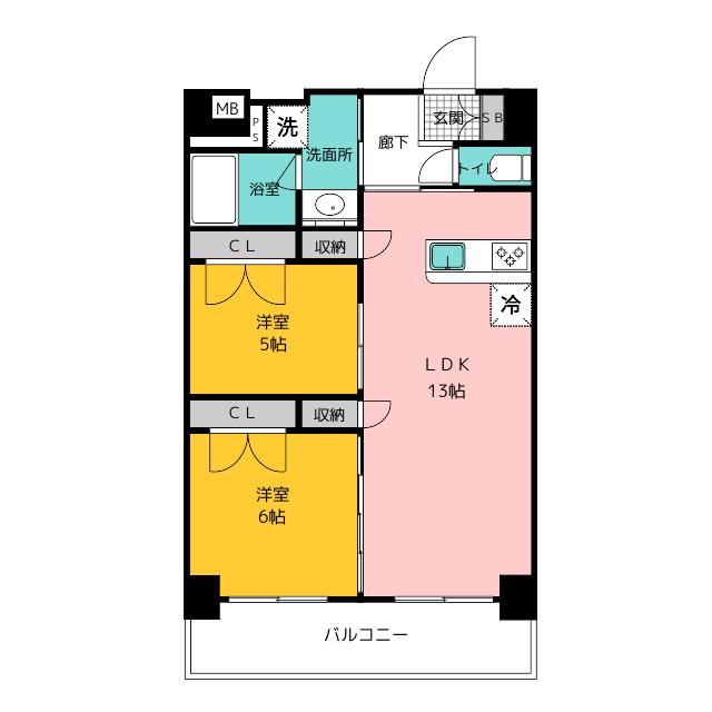 CLUB ORIENT BLD NO.88 MARINAGATE SU(2LDK/5階)の間取り写真