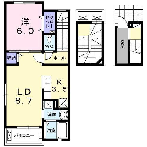 ベル ミラージュ(1LDK/3階)の間取り写真