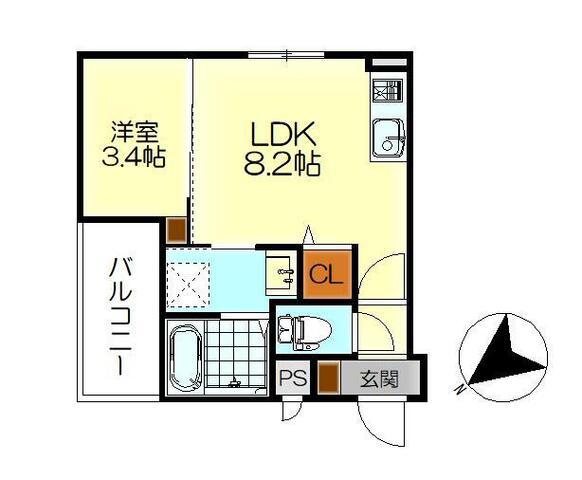 MOVE広古新開(1LDK/1階)の間取り写真