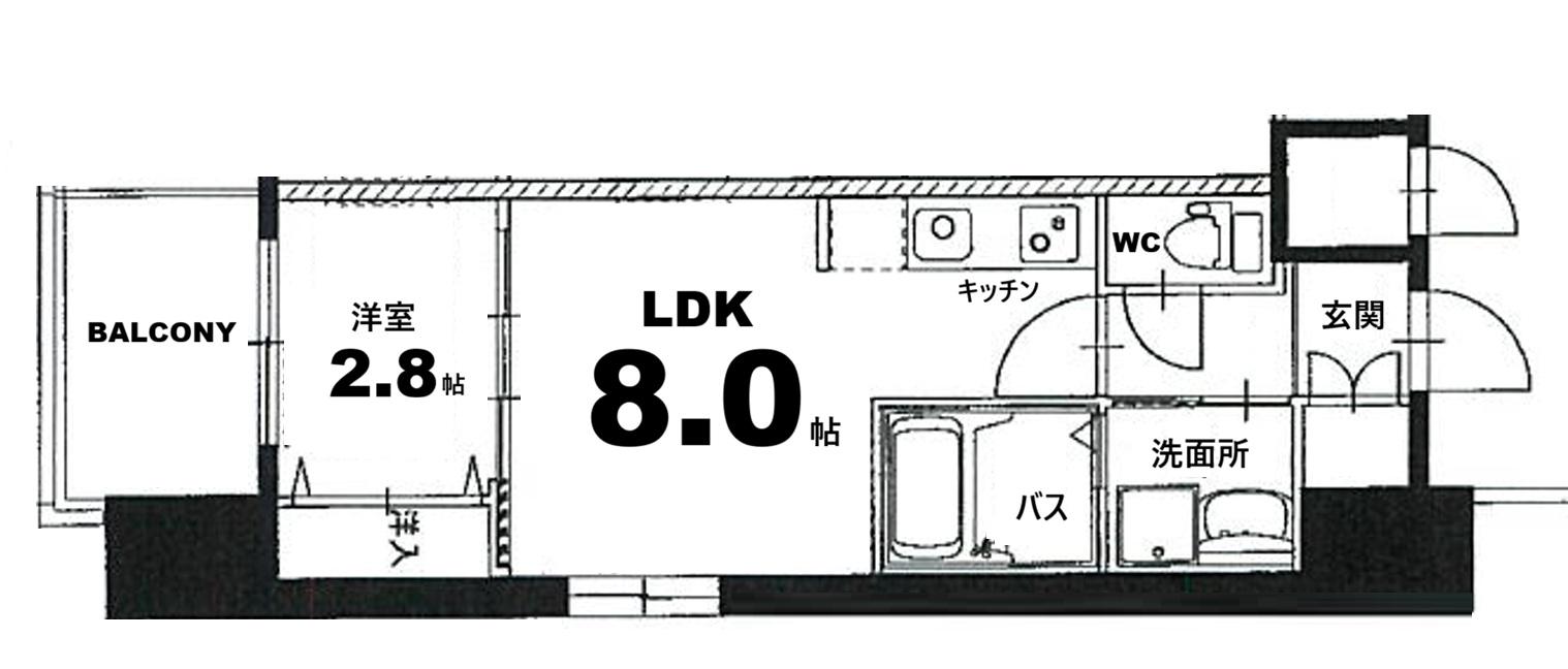THE AL COURT(1LDK/12階)の間取り写真