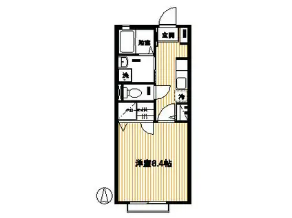 ベルモア高座渋谷(1K/1階)の間取り写真