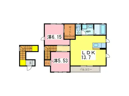 シャーメゾン井ノ口(2LDK/2階)の間取り写真