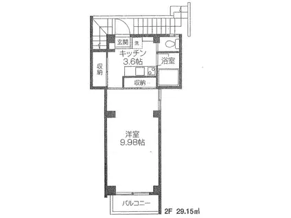 あさ乃ビル(1K/2階)の間取り写真