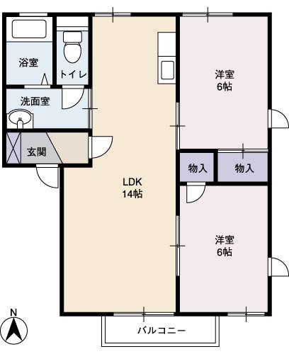 メゾンフローラ(2LDK/2階)の間取り写真
