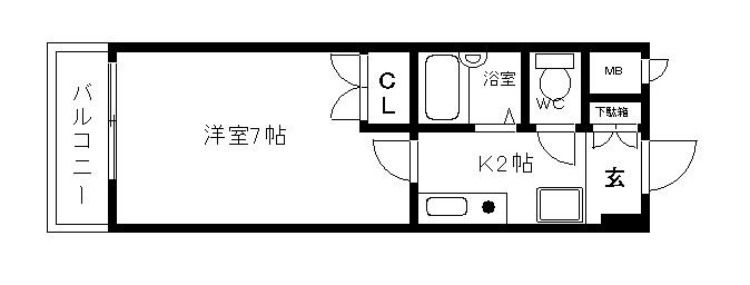 サンフレール八尾(1K/3階)の間取り写真