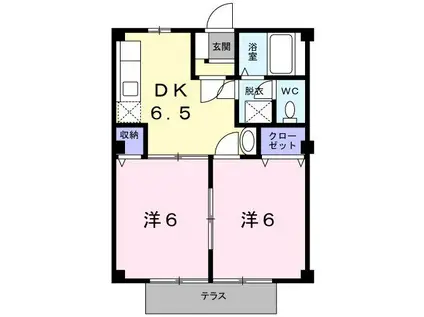 クレスト太刀浦B棟(2DK/1階)の間取り写真