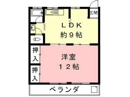 戸崎ビル(1LDK/4階)の間取り写真