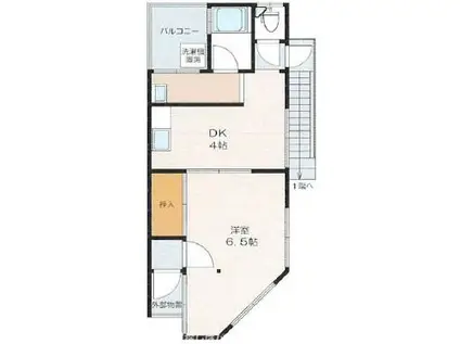 郡津4丁目アパート(1LK/2階)の間取り写真