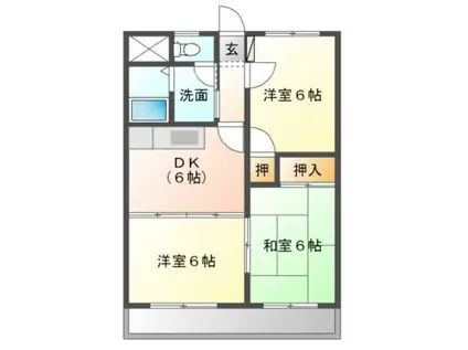 あけぼのマンション(3DK/3階)の間取り写真