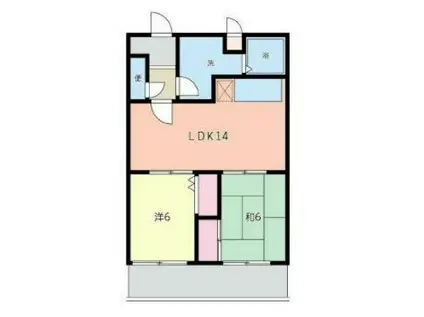 サンカープ花立花(2LDK/3階)の間取り写真