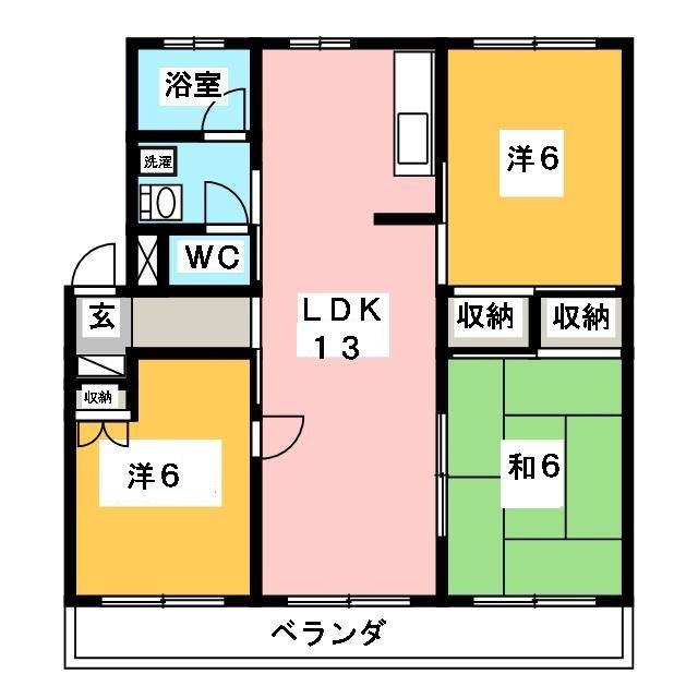 第2西形マンション(3LDK/2階)の間取り写真