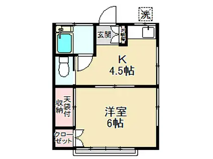 寿荘(1K/1階)の間取り写真