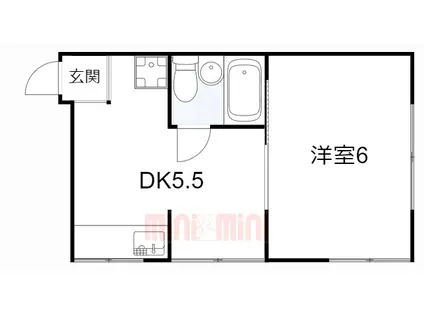 石井荘(1DK/2階)の間取り写真