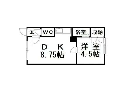 ハイツナカタニ(1DK/2階)の間取り写真