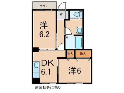アムールNAGAI(2DK/1階)の間取り写真