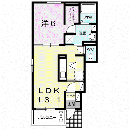 ミルトメゾン・Y I(1LDK/1階)の間取り写真