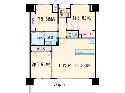 LEGENDTAKAMI(3LDK/8階)の間取り写真