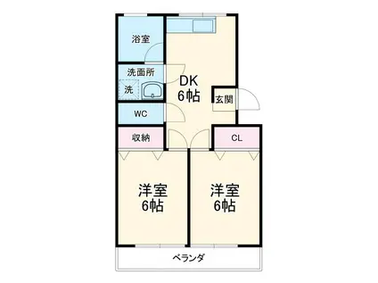 第1高杉マンション(2DK/4階)の間取り写真