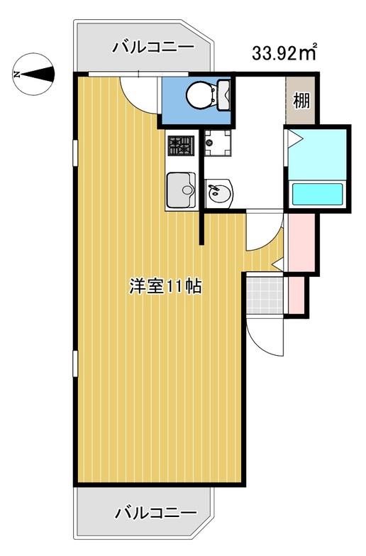 ライフテック野崎駅前(ワンルーム/1階)の間取り写真