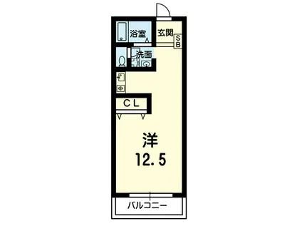 リライズ九品寺(1K/4階)の間取り写真