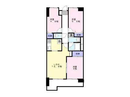 ベルシャトウ谷塚(3LDK/2階)の間取り写真