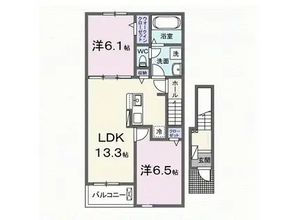 サンリット・バーミィ II(2LDK/2階)の間取り写真