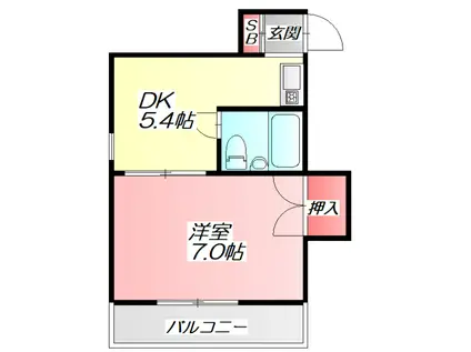 舟田マンション(1DK/3階)の間取り写真