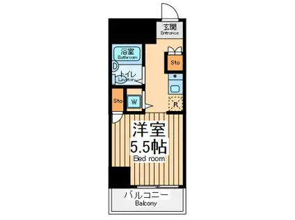 スカイコート川崎第2(1K/2階)の間取り写真