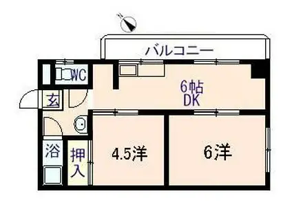 七福ビル 銀屋町(2DK/4階)の間取り写真