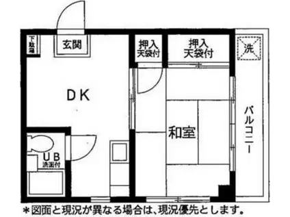松本ビル(1DK/2階)の間取り写真