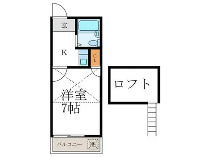 メゾネット北川(1K/2階)の間取り写真