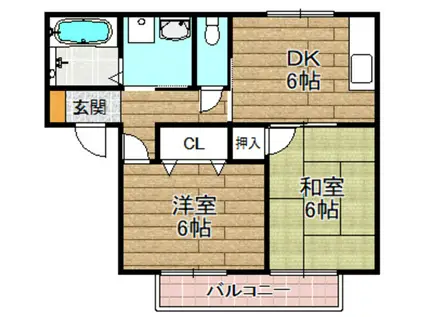 ジュネス須賀(2DK/2階)の間取り写真