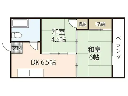 シャトー舟入(2DK/5階)の間取り写真