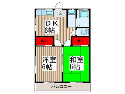 野島ハイツ(2DK/2階)の間取り写真