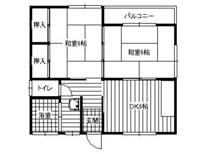 雁ノ巣駅前アパート(2DK/2階)の間取り写真