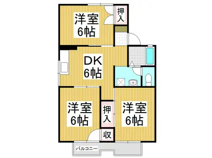シャルム高田(3DK/2階)の間取り写真