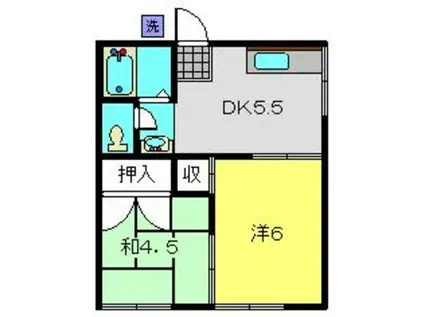 岡村西荘(2DK/1階)の間取り写真