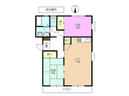 コーポラスニシザワC棟(2LDK/2階)の間取り写真